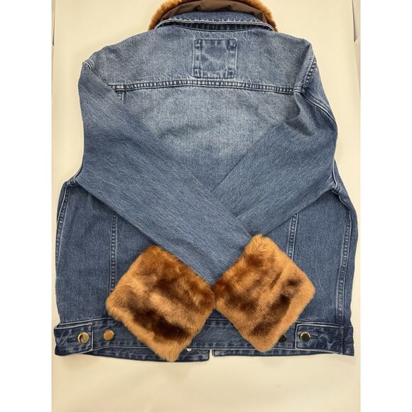 Michael Kors Faux Fur Collar Denim Jacket Size M-L - Picture 16 of 16